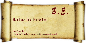 Balozin Ervin névjegykártya